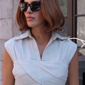 Commense Light Gray Wrap Crop Top